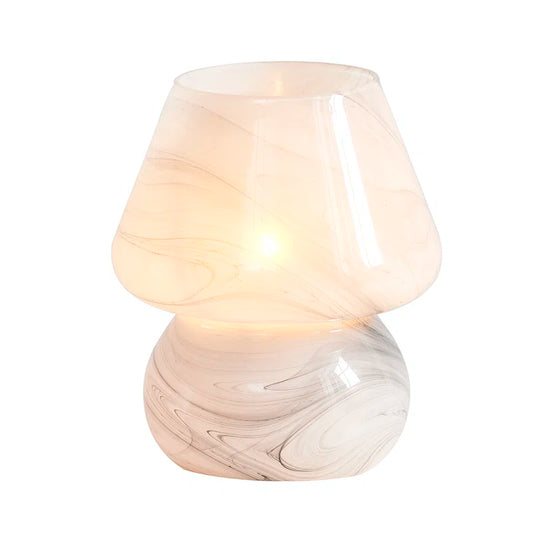 Haslom 7.25” Small Cute Glass Mushroom Table Lamp, Bulb Included