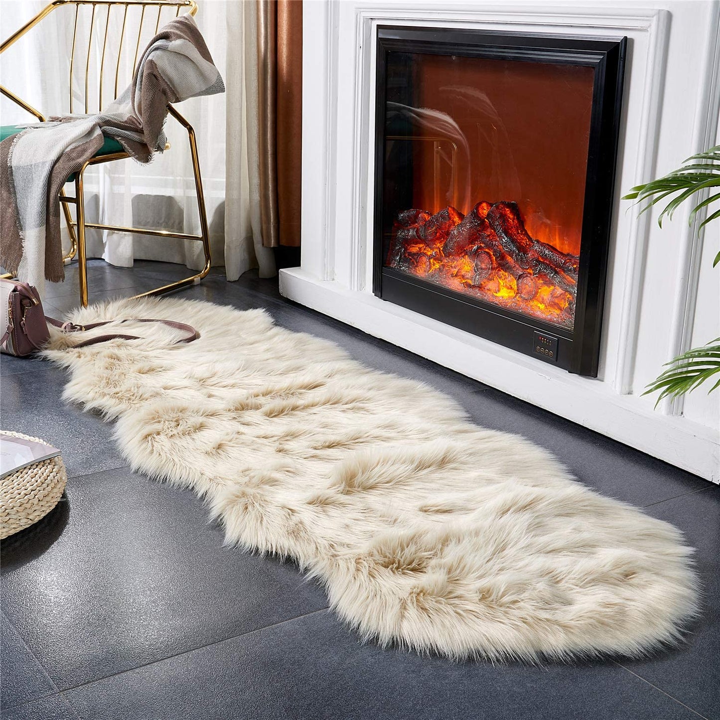 "Élise Luxe Faux Fur Rug & Chair Cover – Parisian Elegance Collection"