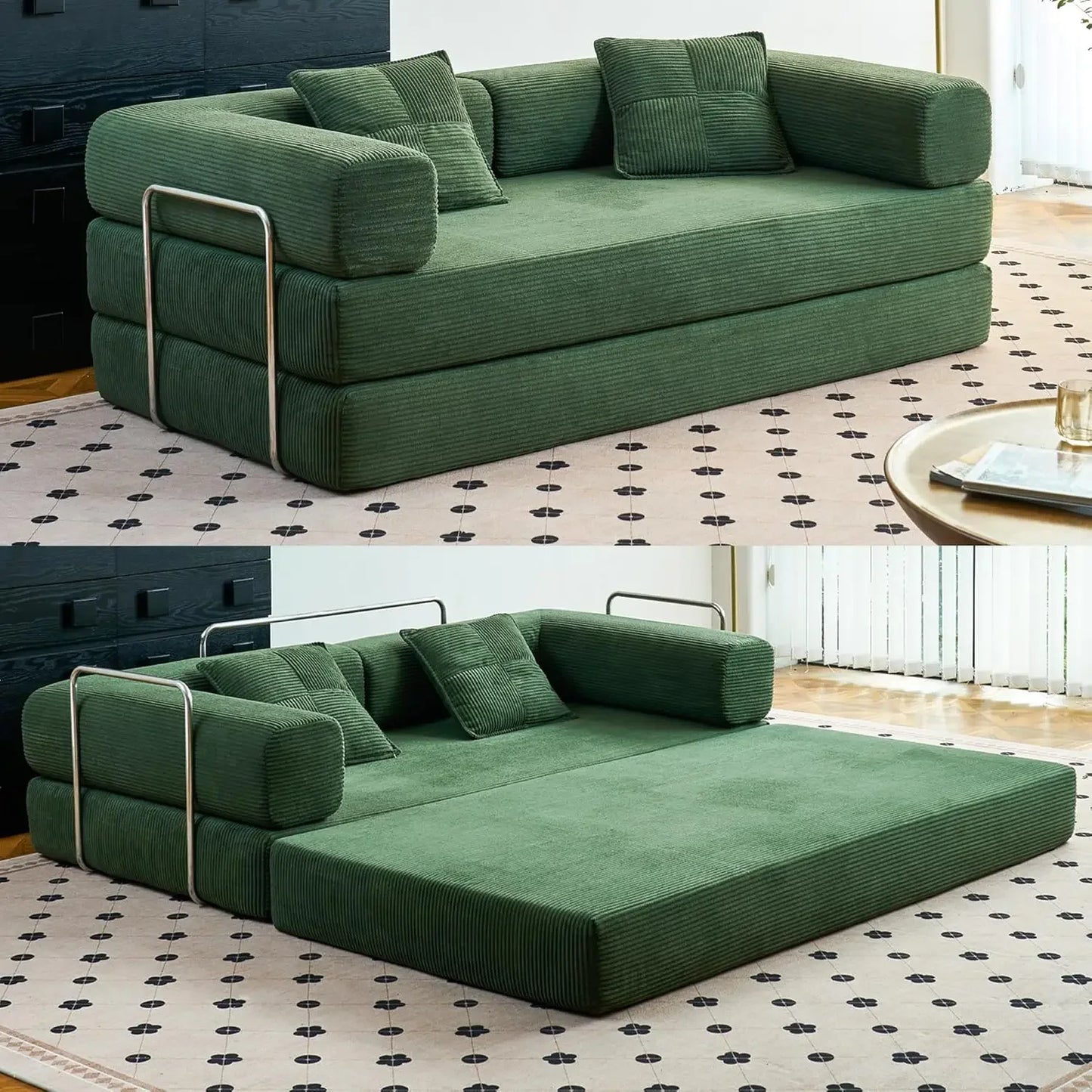 Compression Sofas - Convertible Floor Sofa Bed - with Pillow Back Support Armrest - Comfy Foldable Sofa Bed Compressed Sofas