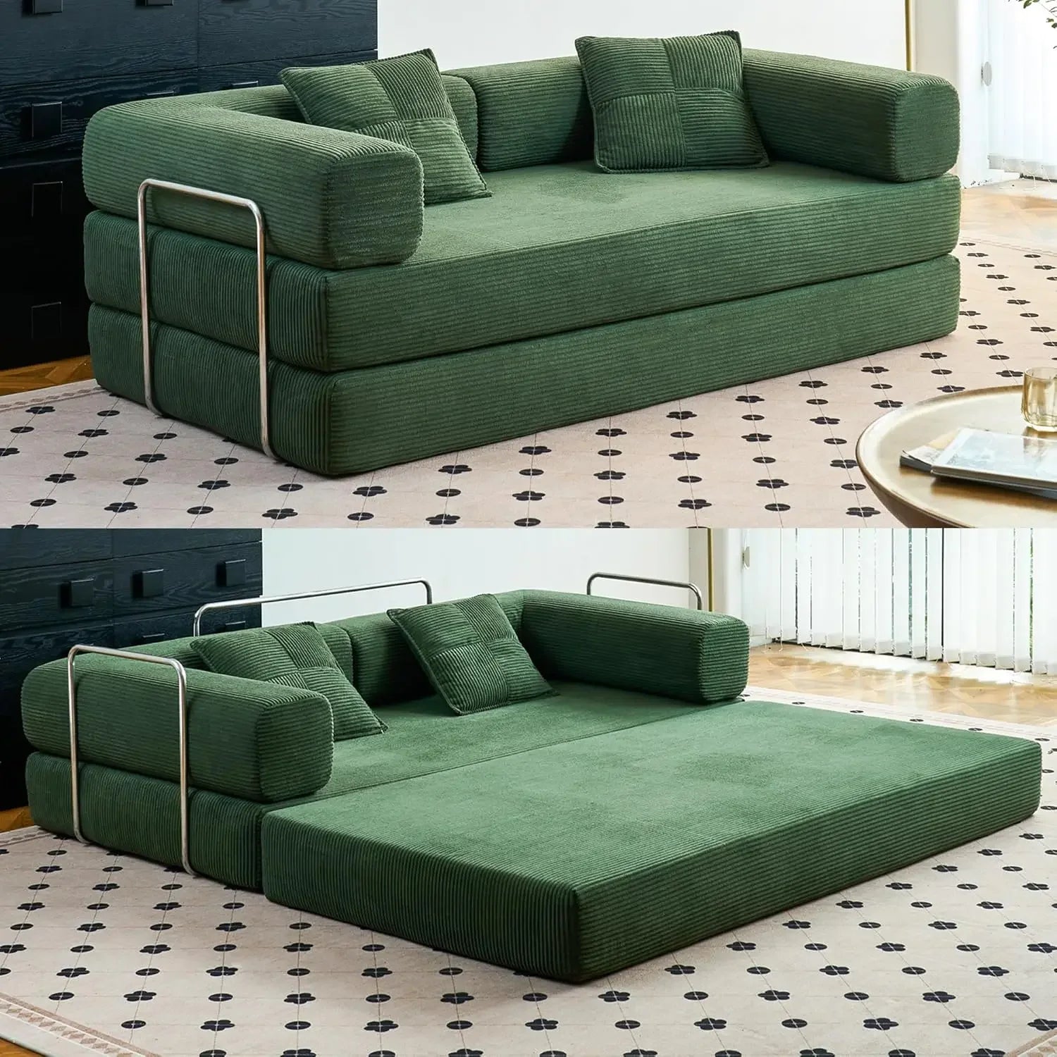 Compression Sofas - Convertible Floor Sofa Bed - with Pillow Back Support Armrest - Comfy Foldable Sofa Bed Compressed Sofas