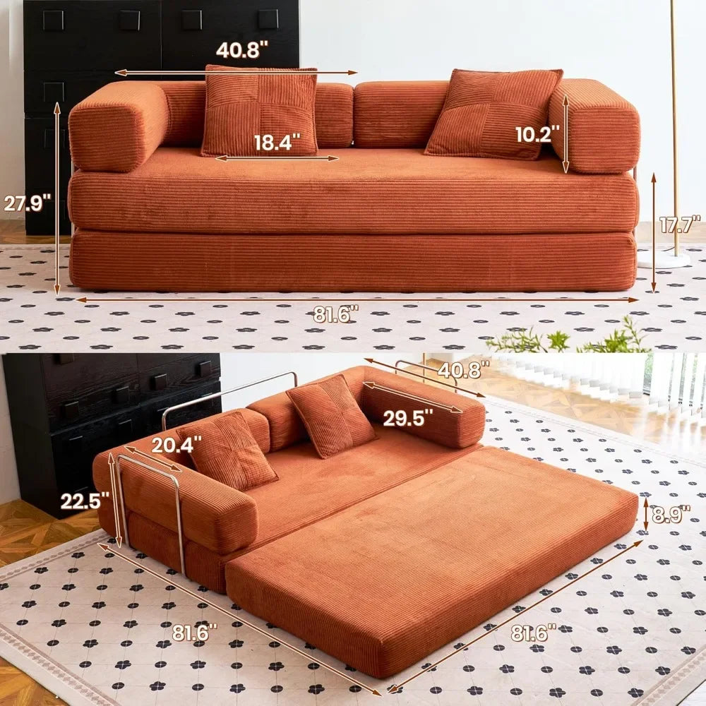 Compression Sofas - Convertible Floor Sofa Bed - with Pillow Back Support Armrest - Comfy Foldable Sofa Bed Compressed Sofas