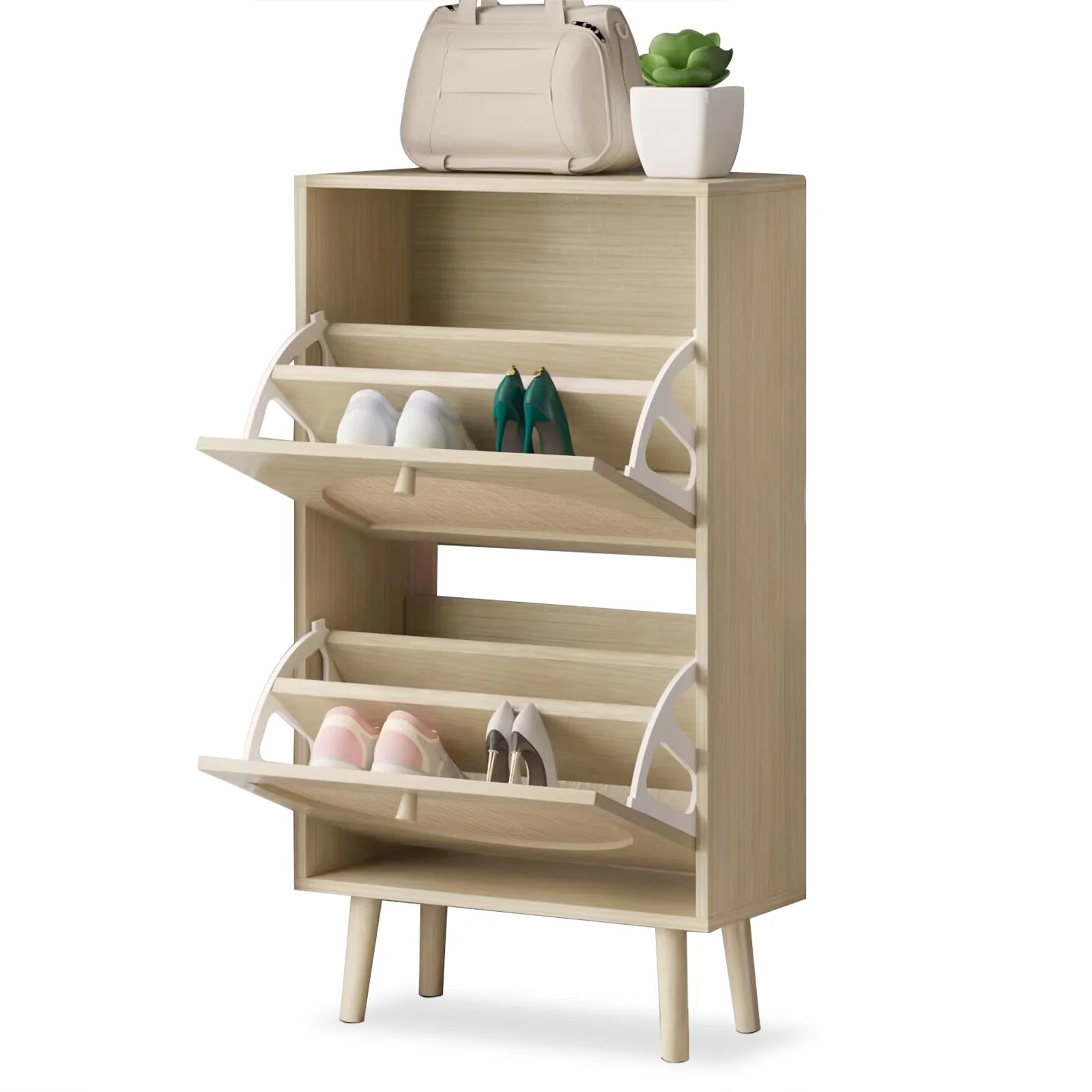 “Maison Rotin – French Woven Rattan Shoe Console”
