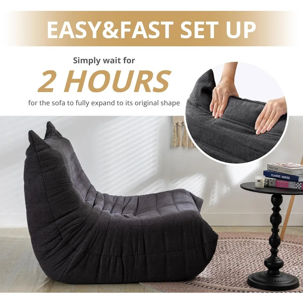 Bean Bag Chair Giant Bean Bag Chairs for Adults, Comfy Big Bean Bag Chairs with Memory Foam, Corduroy Stuff Floor Cushion Sofa
