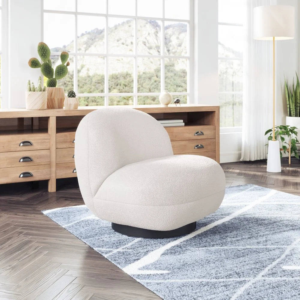 Ivory Haven: Myanmar-Inspired Cream Accent Chair