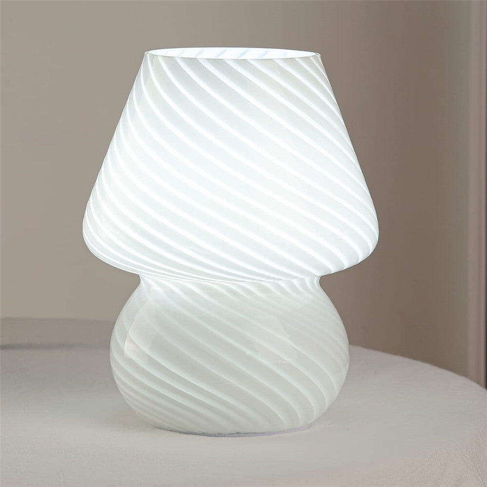 Mushroom Lamp Glass Table Bedside Striped Translucent Murano Vintage Style Light