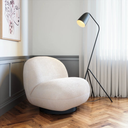 Ivory Haven: Myanmar-Inspired Cream Accent Chair