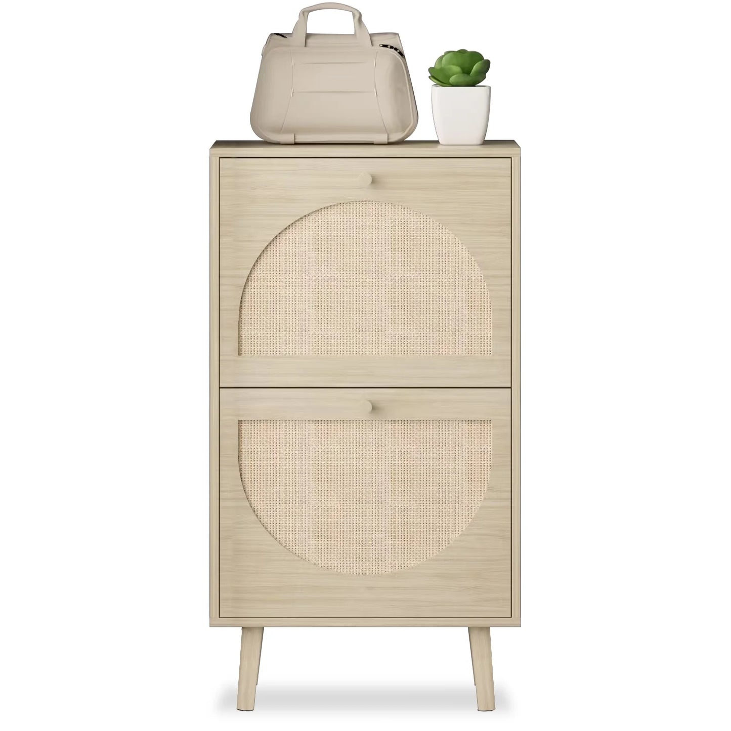 “Maison Rotin – French Woven Rattan Shoe Console”