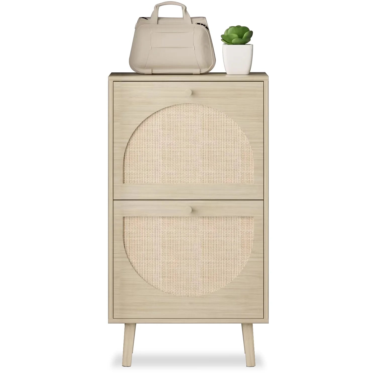 “Maison Rotin – French Woven Rattan Shoe Console”