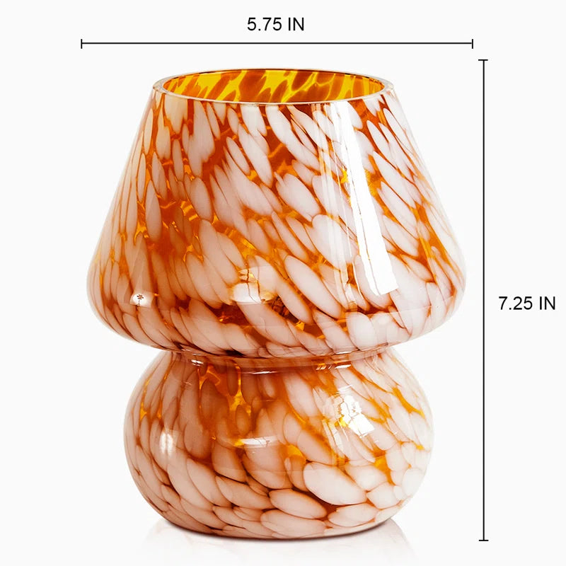 Haslom 7.25” Small Cute Glass Mushroom Table Lamp, Bulb Included