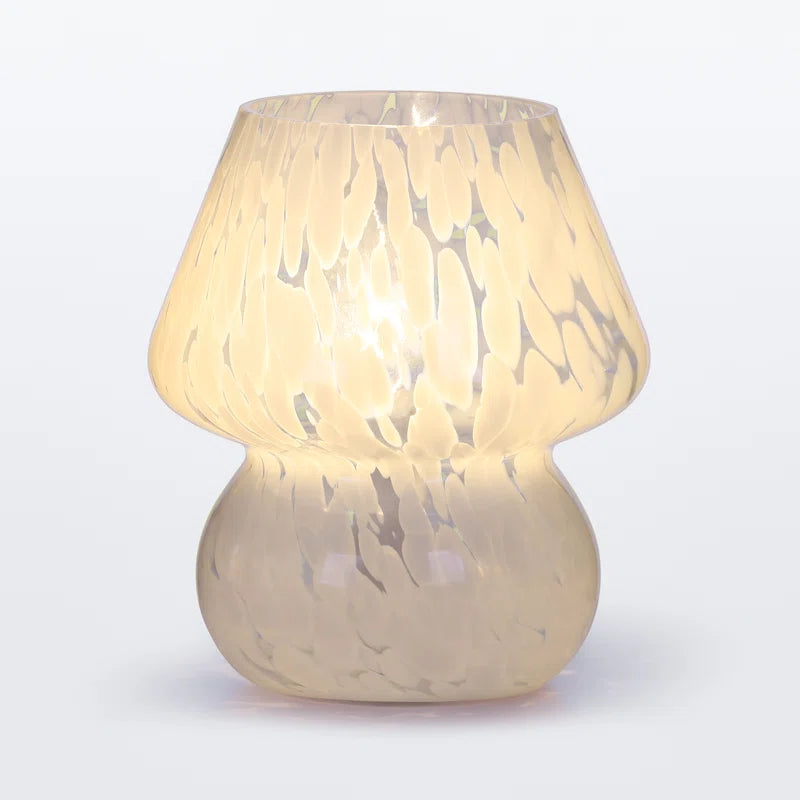 Haslom 7.25” Small Cute Glass Mushroom Table Lamp, Bulb Included