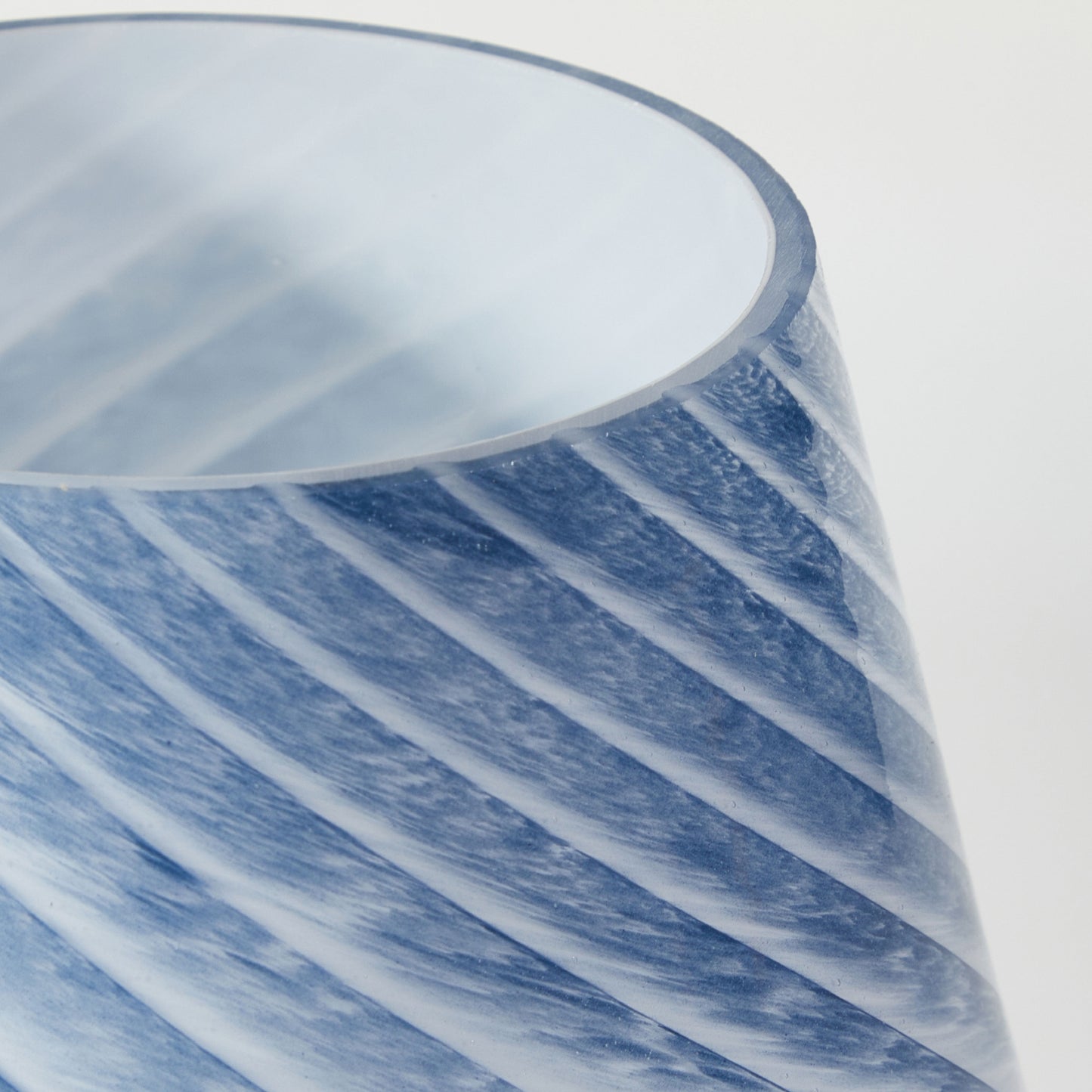 Blue Stripe Glass Mushroom Lamp, 10" H X 7.5" W, Plug In