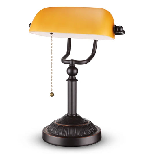 14.96" Bankers Desk Lamp with Pull Chain Switch Plug in Fixture，Vintage Desk Lamps，Library Lights