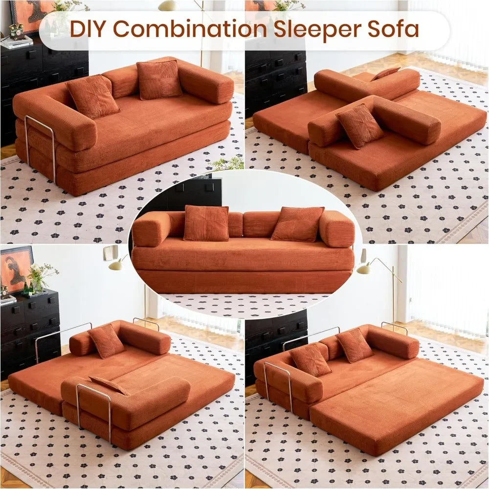 Compression Sofas - Convertible Floor Sofa Bed - with Pillow Back Support Armrest - Comfy Foldable Sofa Bed Compressed Sofas