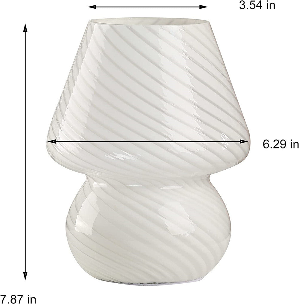 Mushroom Lamp Glass Table Bedside Striped Translucent Murano Vintage Style Light