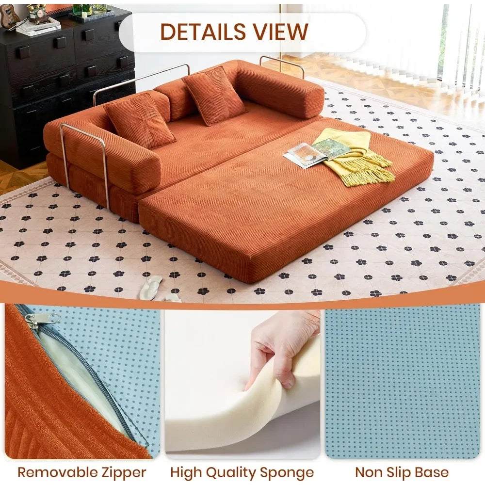 Compression Sofas - Convertible Floor Sofa Bed - with Pillow Back Support Armrest - Comfy Foldable Sofa Bed Compressed Sofas