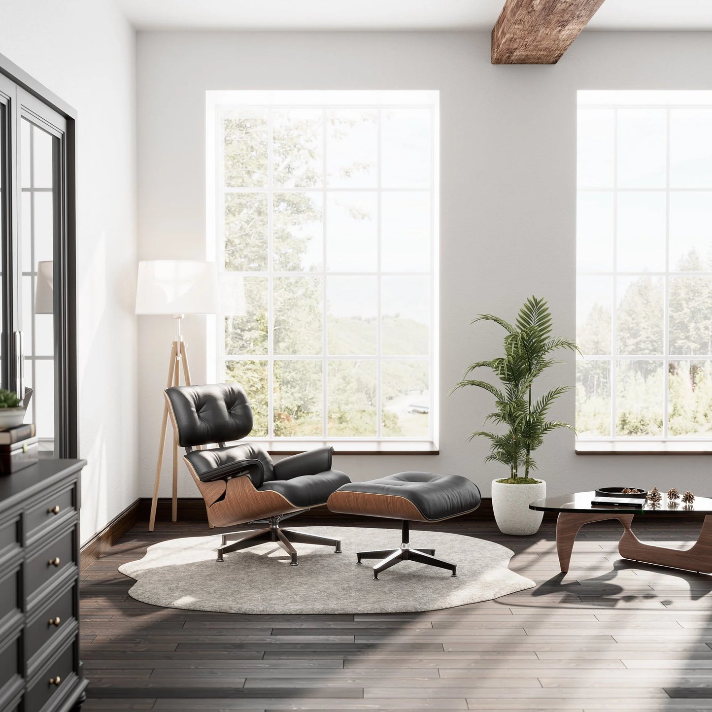 Chaise Lounge Chair, Mid Century Modern Accent Chair and Ottoman for Living Room, Office